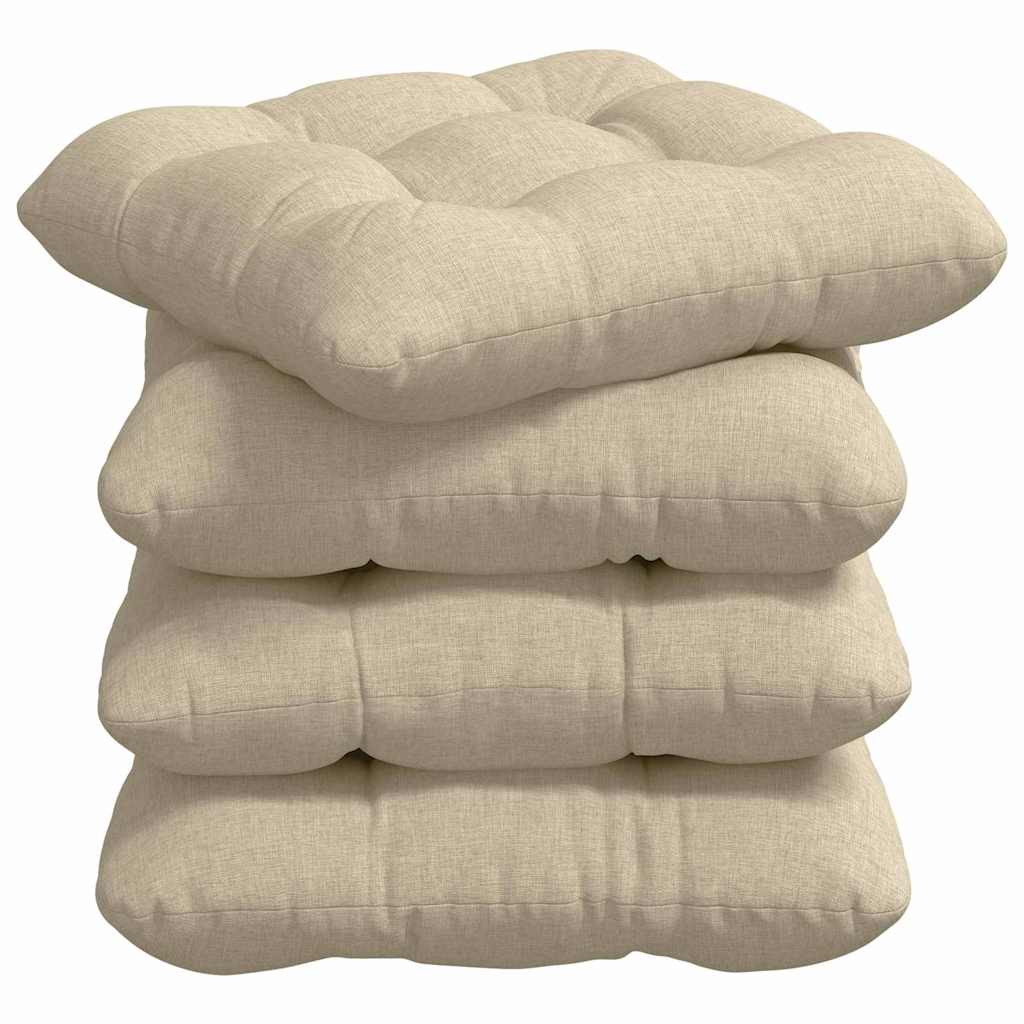 Coussins d'assise 4 pcs Crème 40 x 40 x 12 cm Tissu