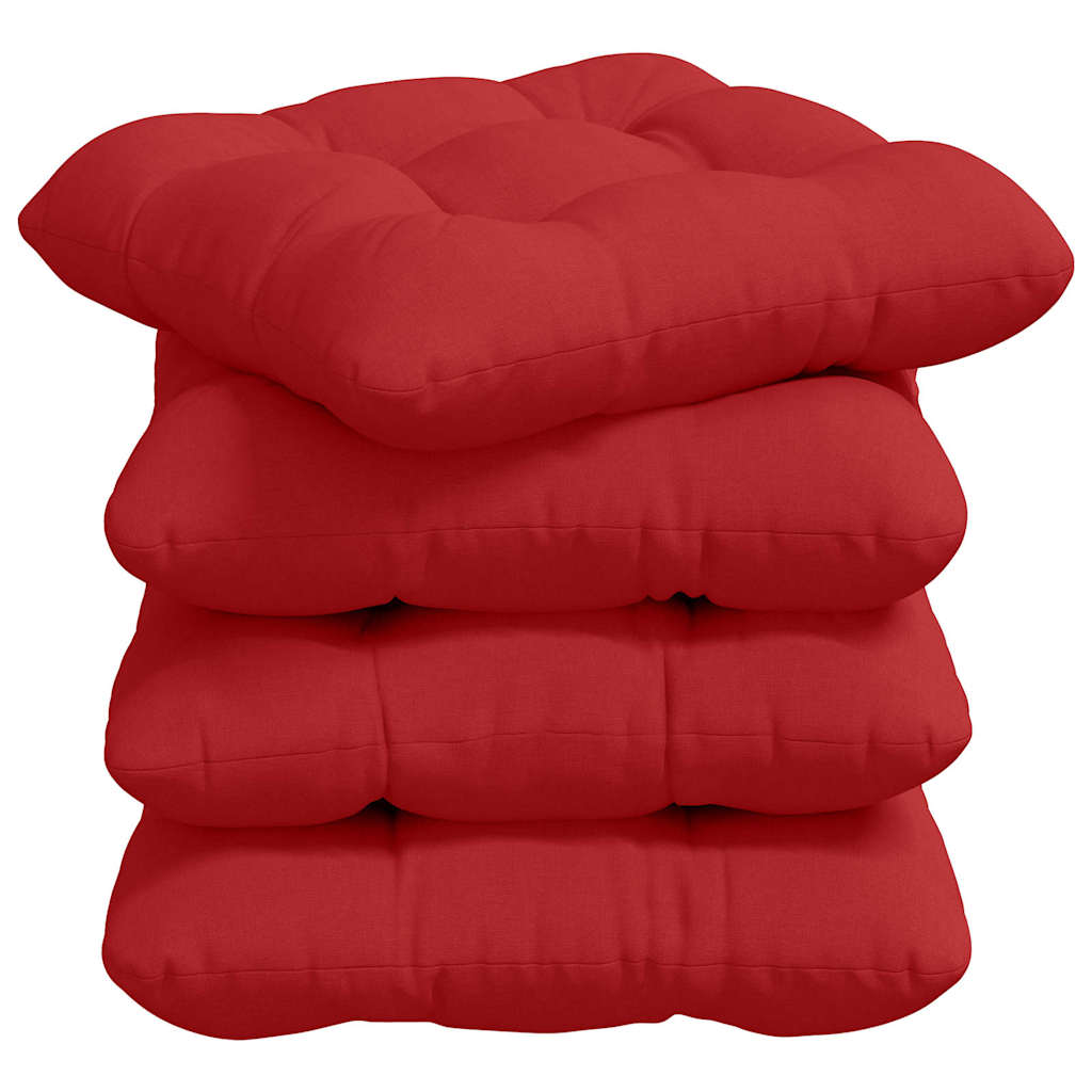 Coussins d'assise 4 pcs Rouge 40 x 40 x 12 cm Tissu