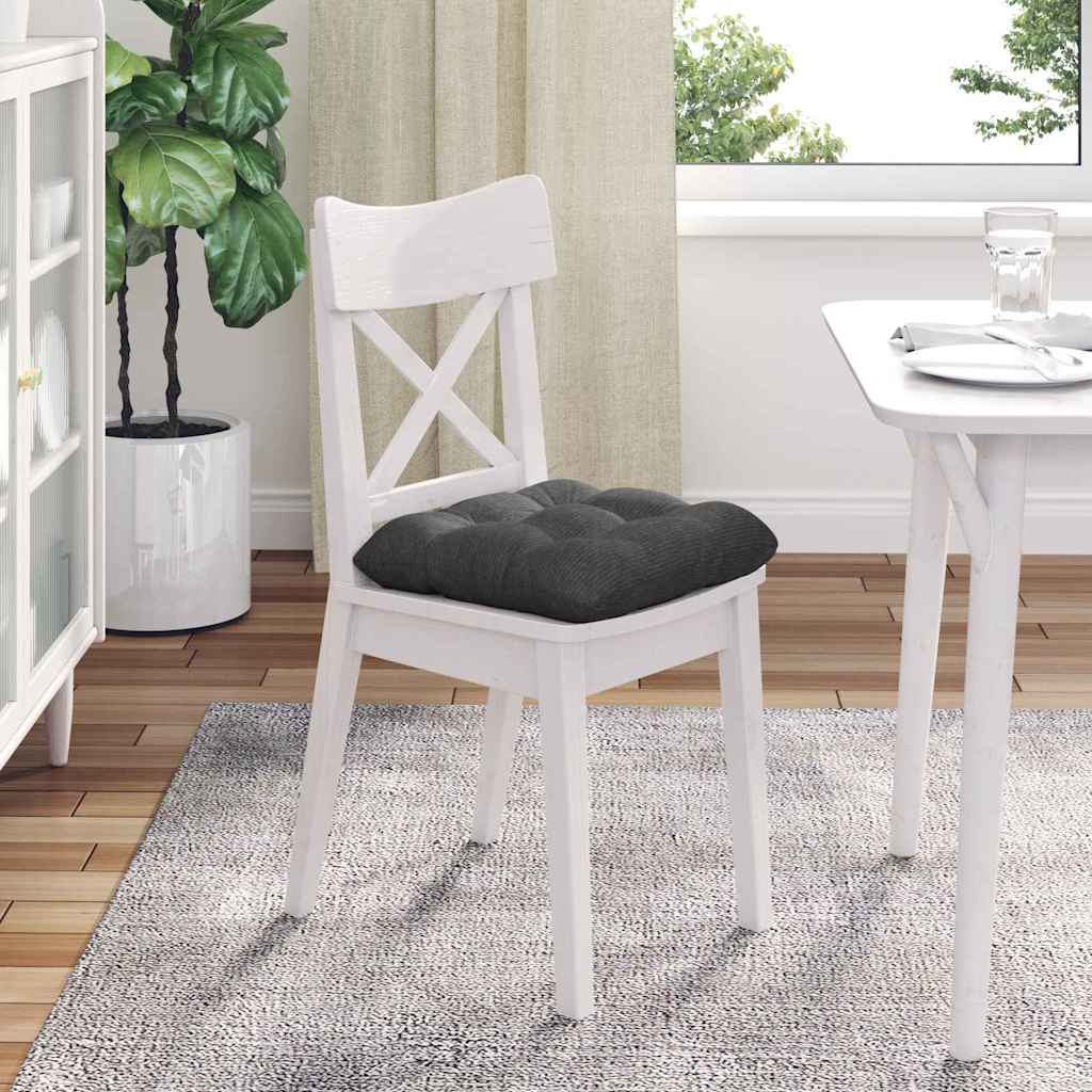 Coussins d'assise 4 pcs Gris foncé 40 x 40 cm Tissu côtelé