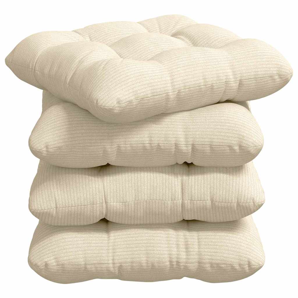 Coussins de chaise 4 pcs Crème 40 x 40 cm Velours côtelé
