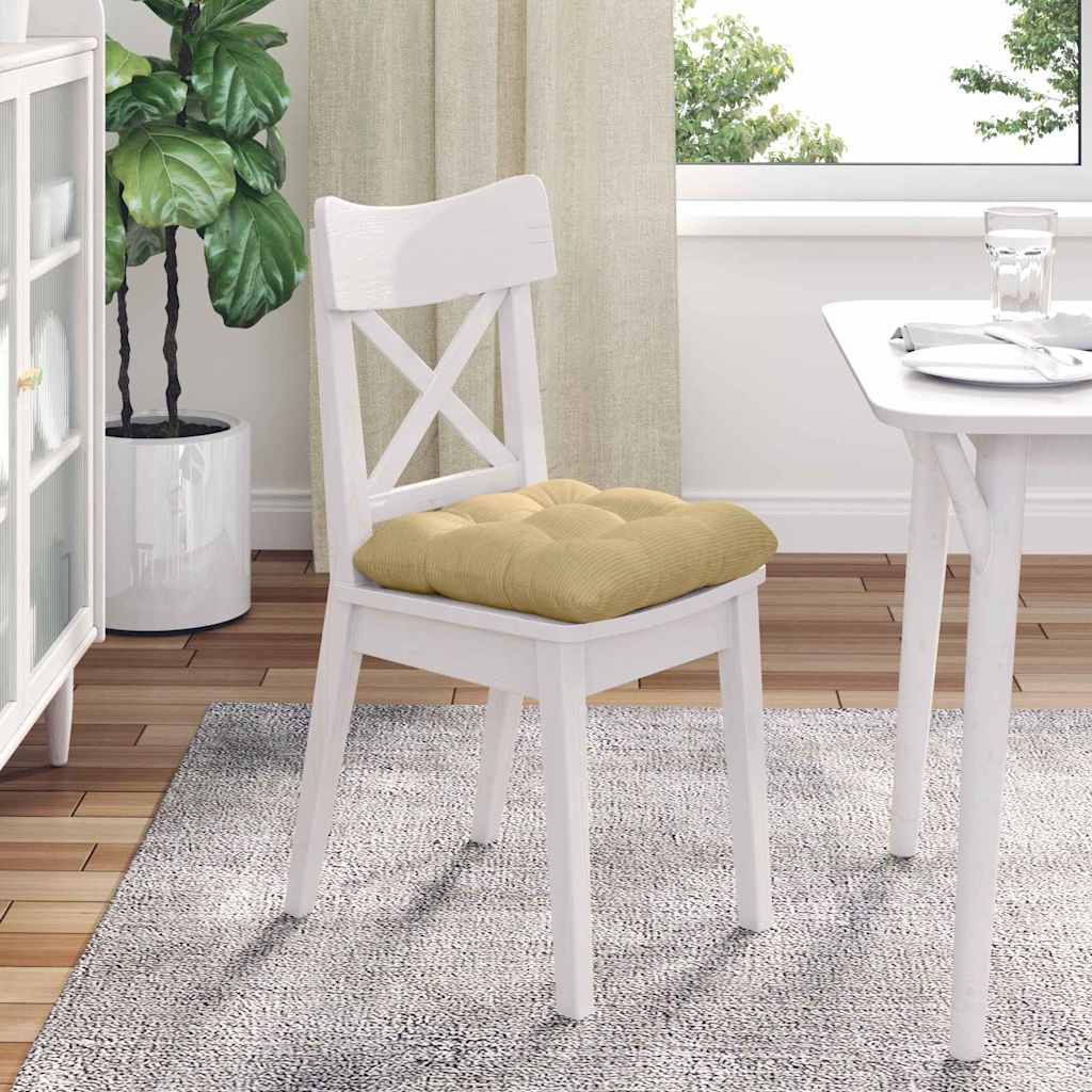 Coussins de chaise 4 pcs Gris-Vert 40 x 40 cm Velours côtelé