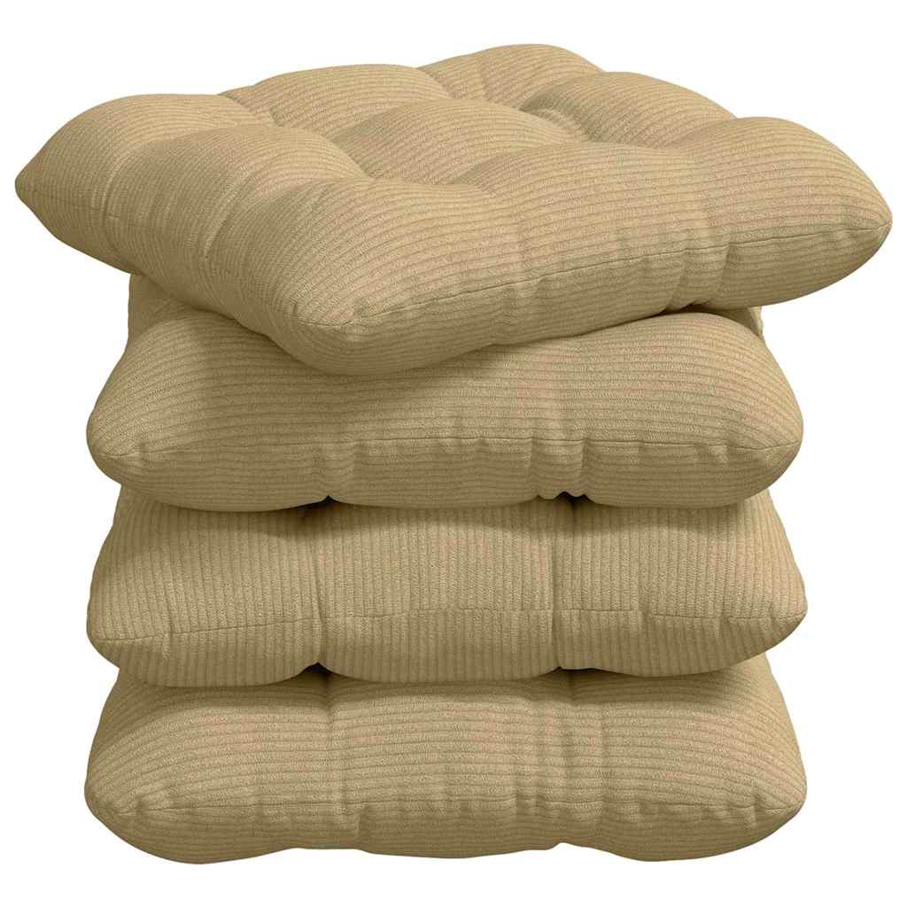 Coussins de chaise 4 pcs Gris-Vert 40 x 40 cm Velours côtelé