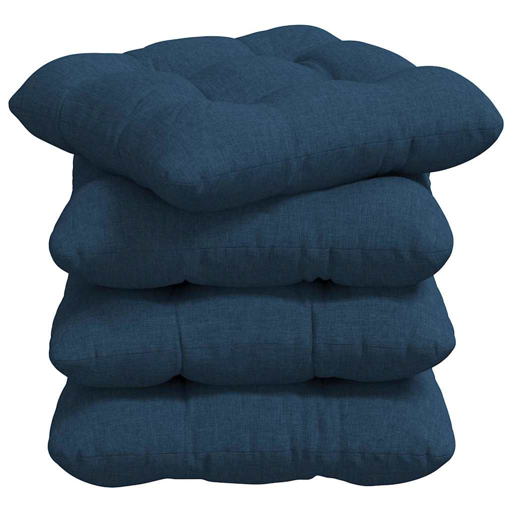 Seat Cushions 4 pcs Blue 45 x 45 x 12 cm Fabric