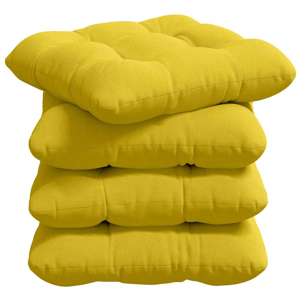 Coussins de chaise 4 pcs Jaune clair 45 x 45 x 12 cm Tissu