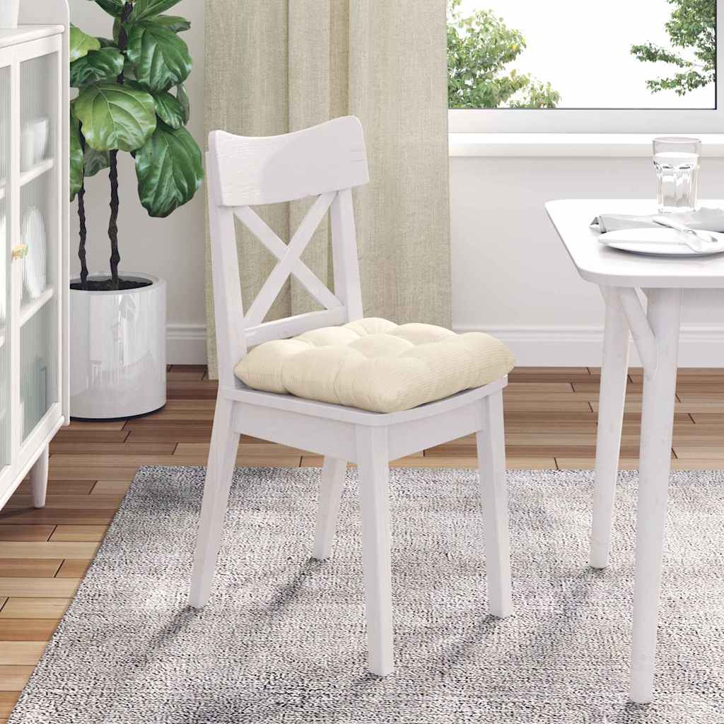 Seat Cushions 4 pcs Cream 45 x 45 cm Corduroy