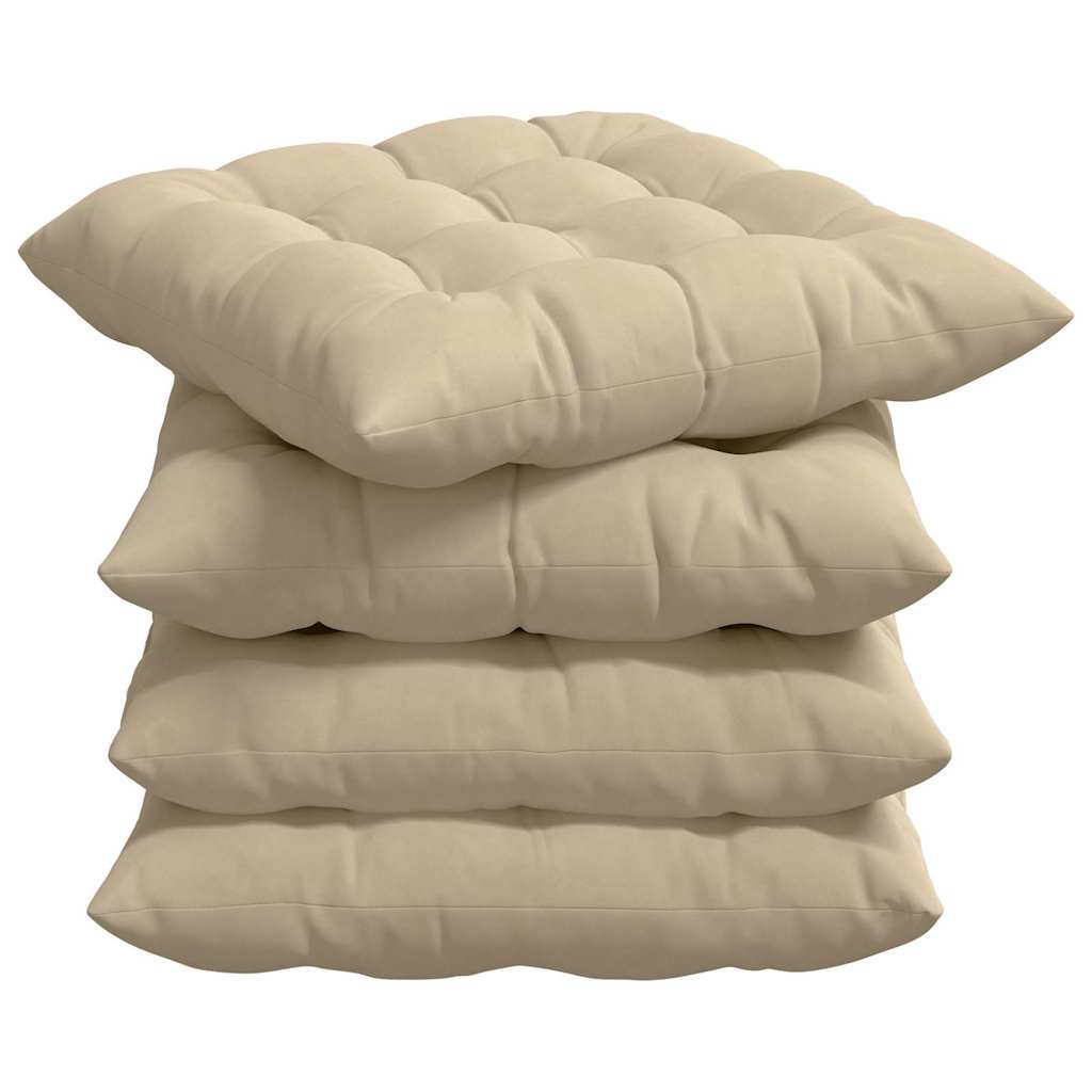 Coussins de chaise 4 pièces Crème 40 x 40 x 6 cm Microfibre