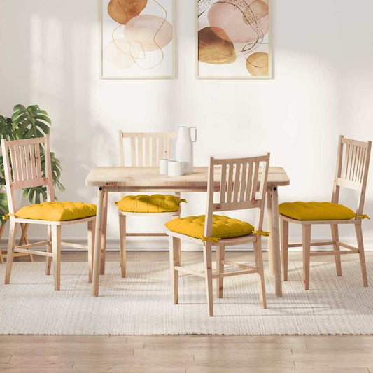 Coussins de chaise 4 pcs Jaune clair 40 x 40 x 6 cm Velours côtelé