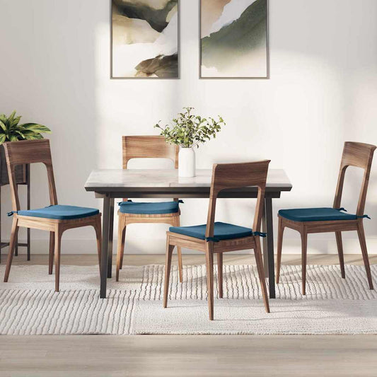 Coussins de chaise 4 pcs Bleu 40 x 40 x 3 cm Velours