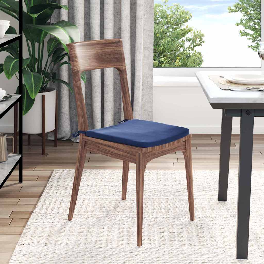 Coussins d'assise 4 pcs bleu police 40 x 40 x 3 cm velours