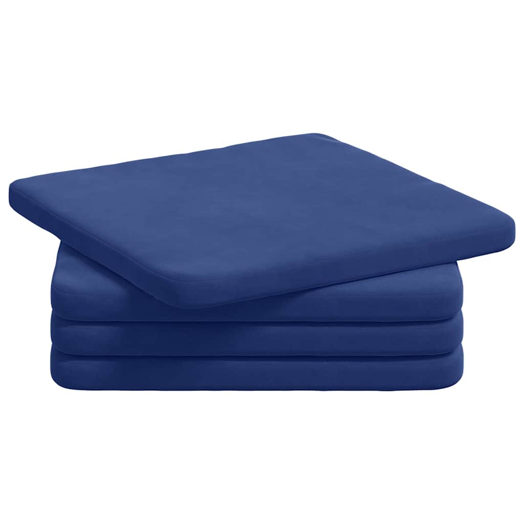 Coussins d'assise 4 pcs bleu police 40 x 40 x 3 cm velours