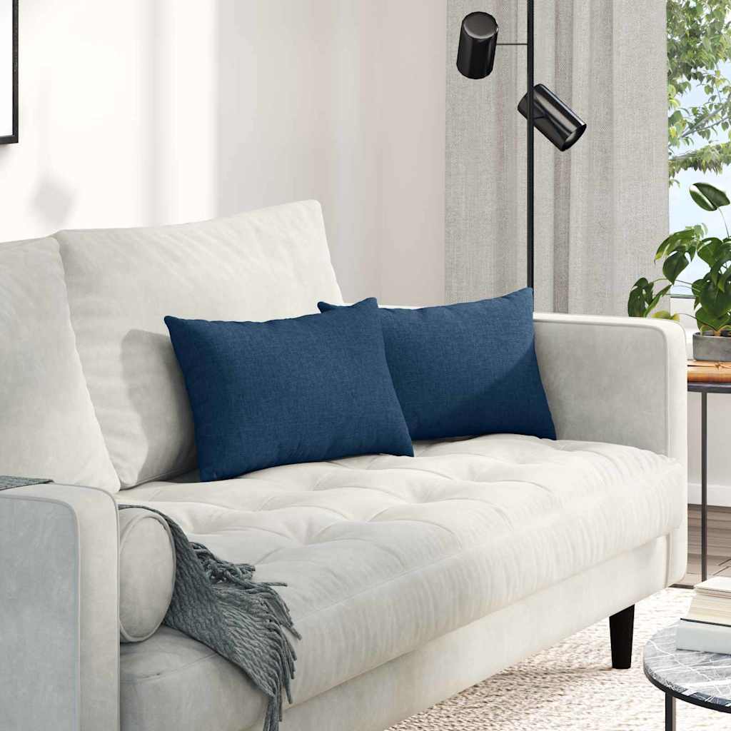 Coussins de canapé 2 pcs Bleu 50 x 30 cm Tissu