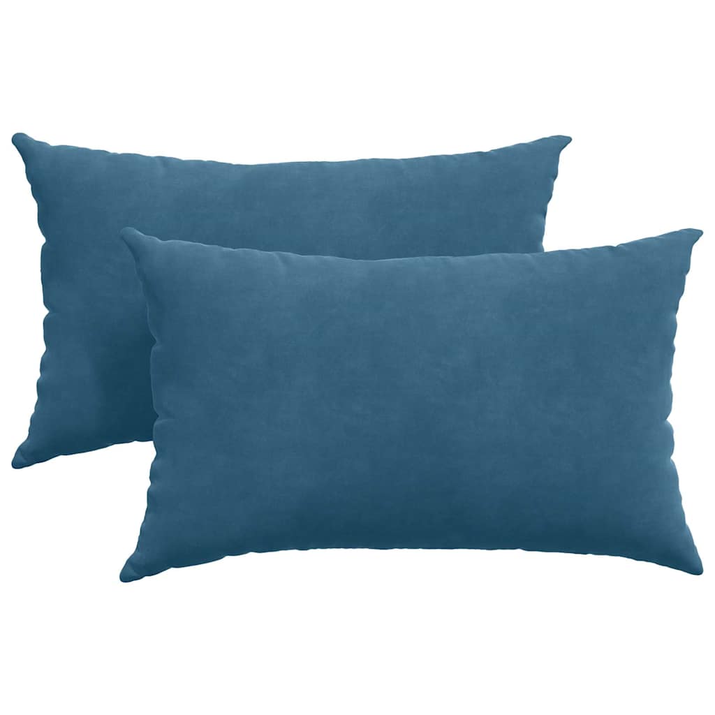 Coussins de canapé 2 pièces bleu 50 x 30 cm velours côtelé
