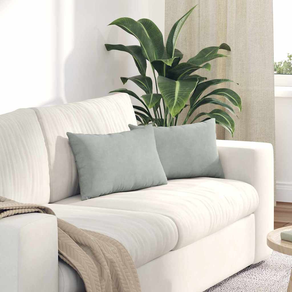 Sofa Cushions 2 Pieces Light Grey 50 x 30 cm Corduroy Fabric