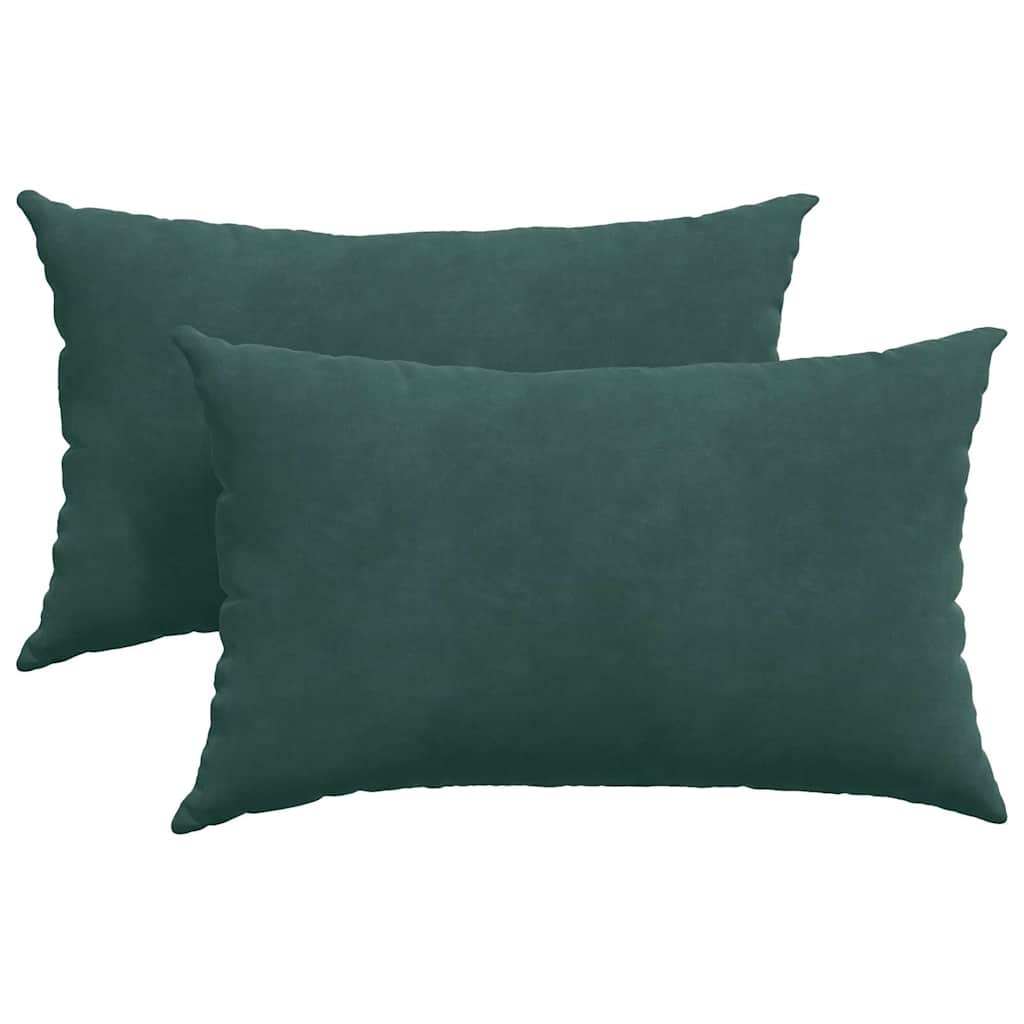 Coussins de canapé, lot de 2, vert foncé, 50 x 30 cm, velours côtelé