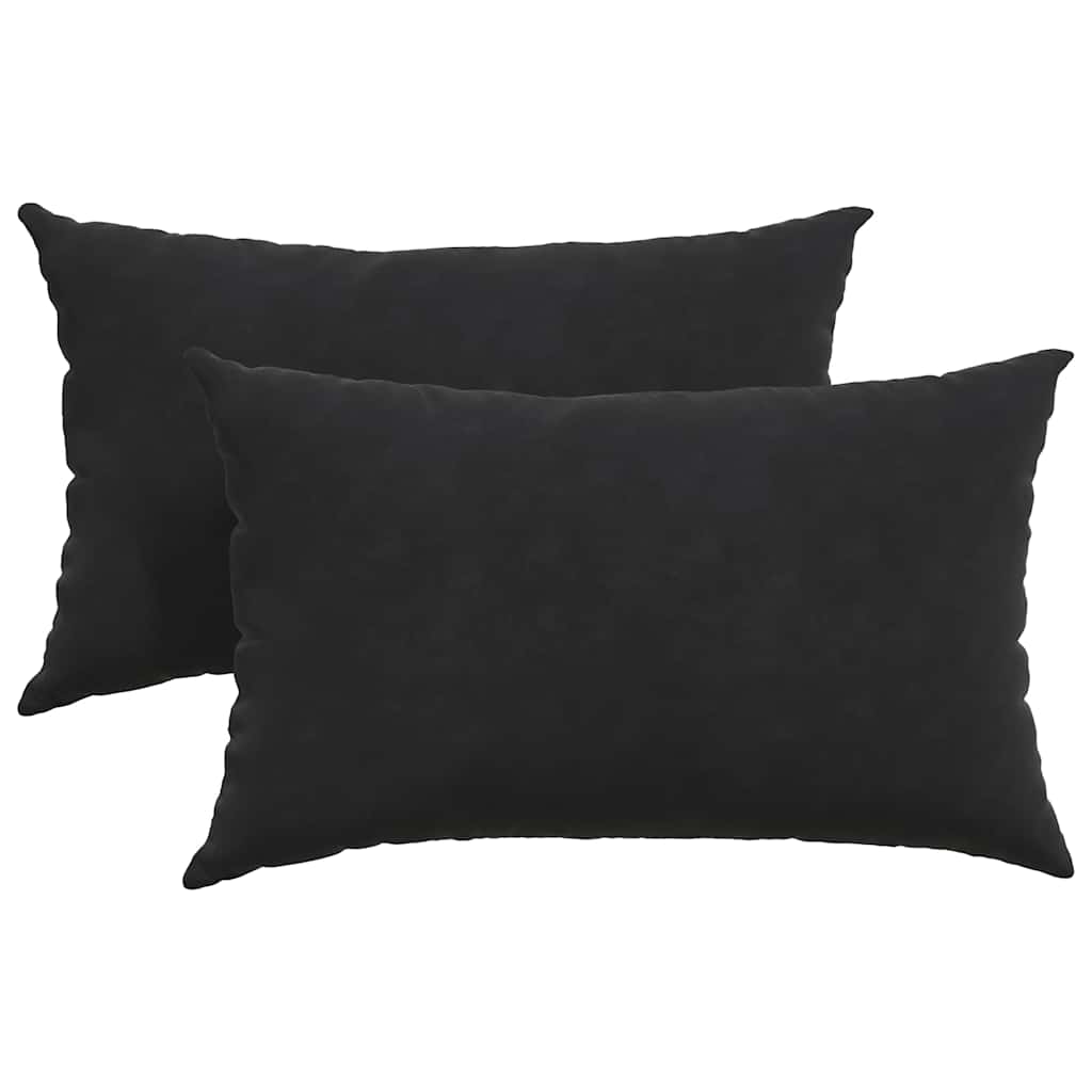 Coussins de canapé 2 pièces Noir 50 x 30 cm Tissu côtelé