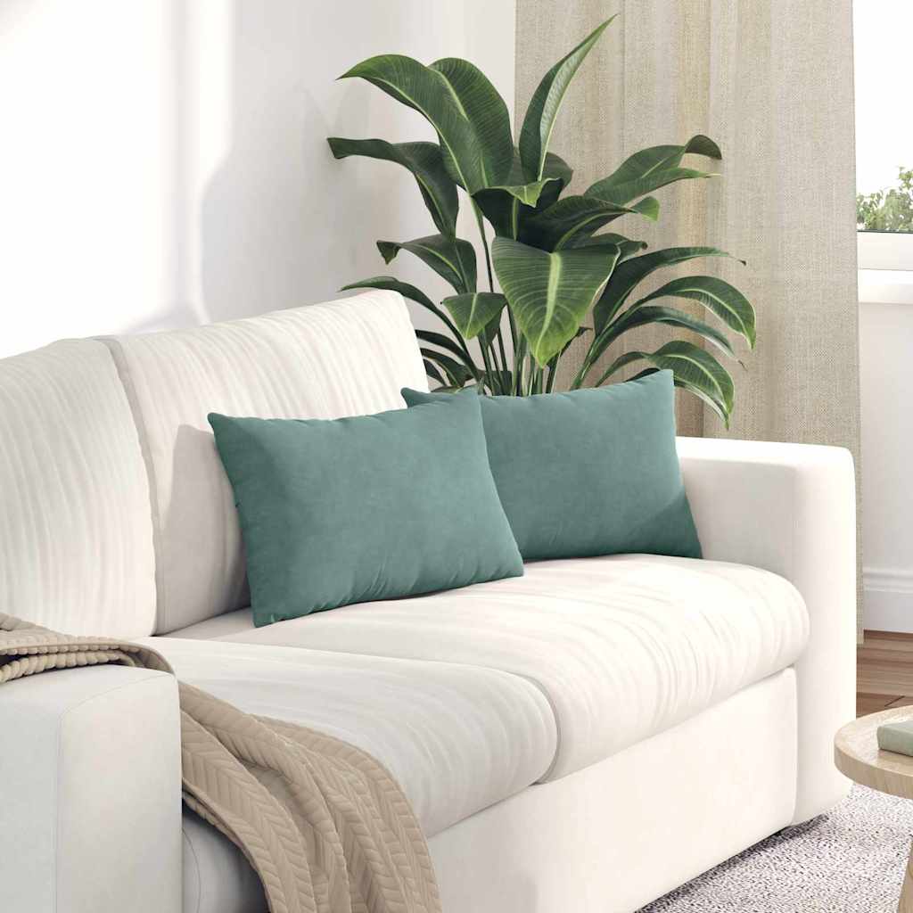 Coussins de canapé, 2 pièces, vert marin, 50 x 30 cm, velours côtelé