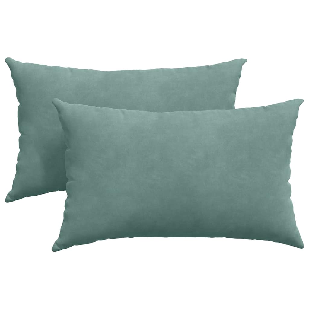 Coussins de canapé, 2 pièces, vert marin, 50 x 30 cm, velours côtelé