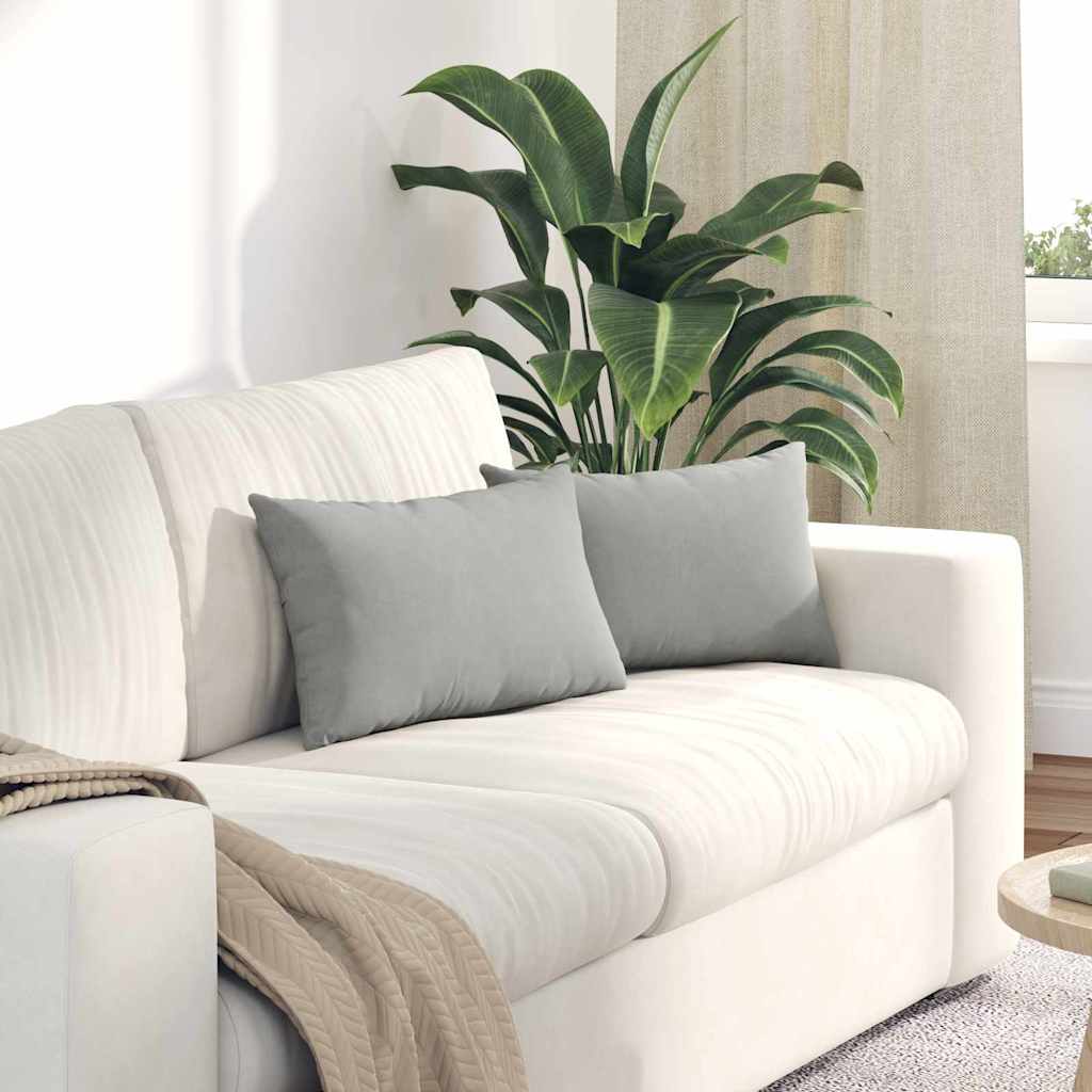 Sofa cushions 2 pieces light grey 50 x 30 cm fabric