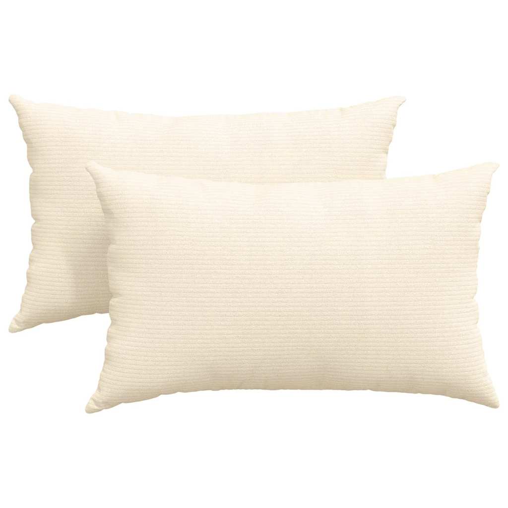 Sofa Cushion 2 Pieces Cream 50 x 30 cm Cord Fabric