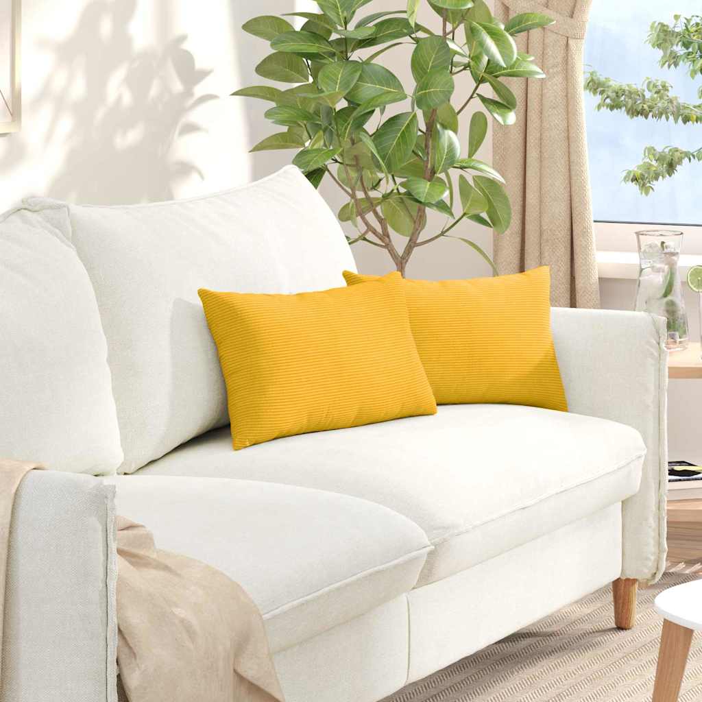 Coussins de canapé 2 pièces Jaune clair 50 x 30 cm Tissu côtelé