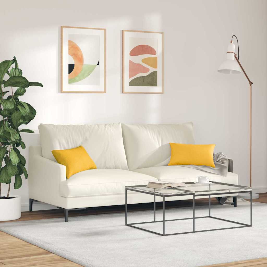 Coussins de canapé 2 pièces Jaune clair 50 x 30 cm Tissu côtelé