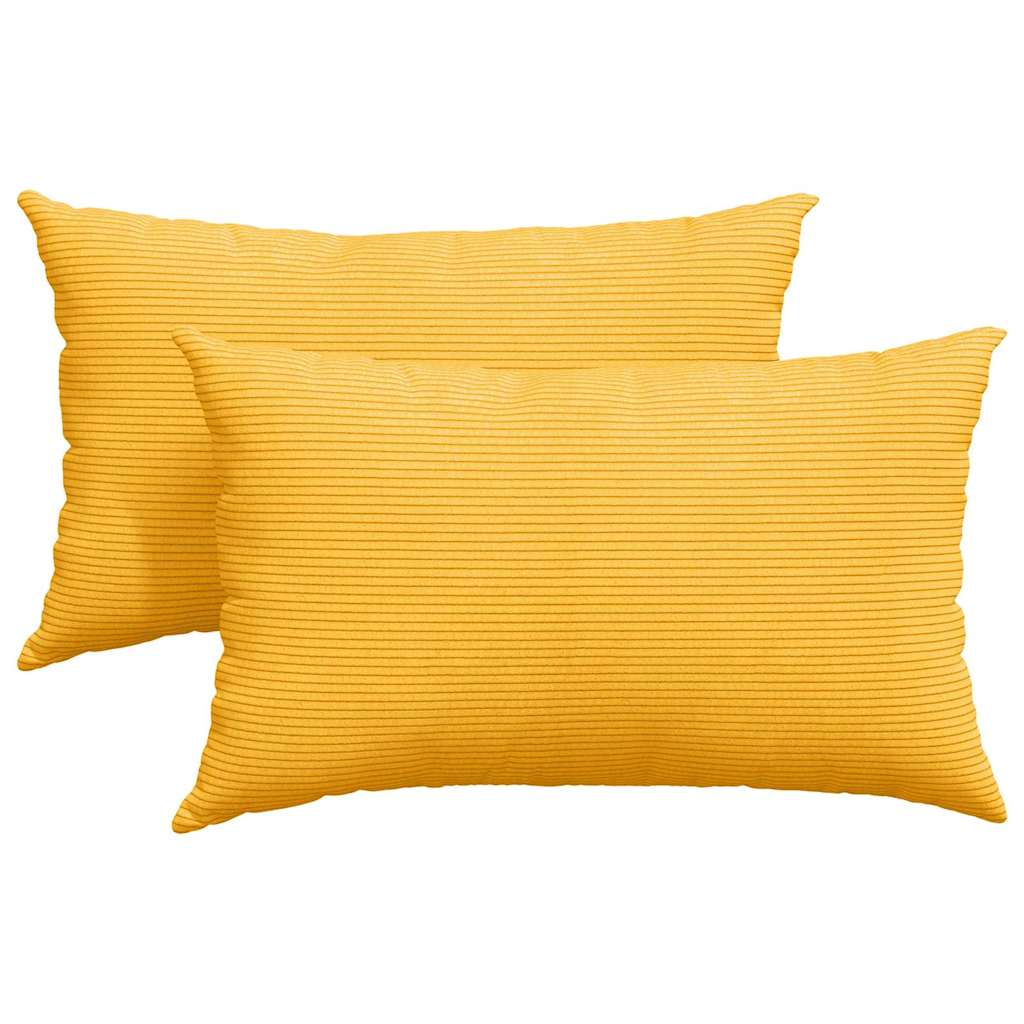 Coussins de canapé 2 pièces Jaune clair 50 x 30 cm Tissu côtelé