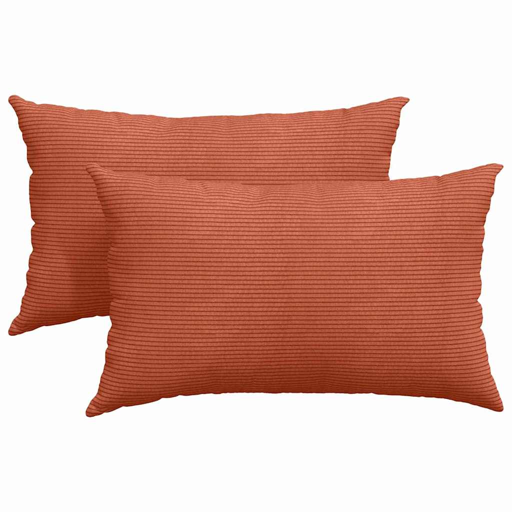 Coussins de canapé 2 pièces rouge-orange 50 x 30 cm en velours côtelé
