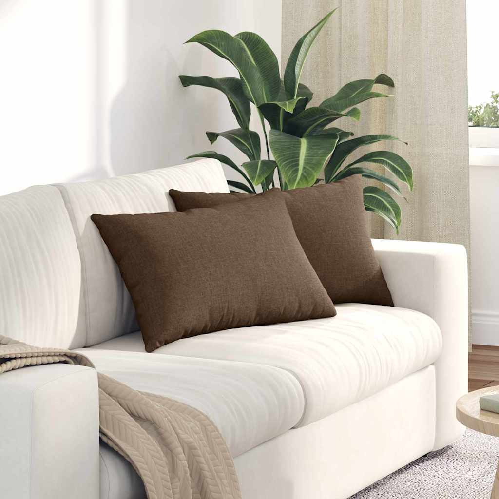 Sofa Cushions 2 pcs Brown 60 x 40 cm Fabric