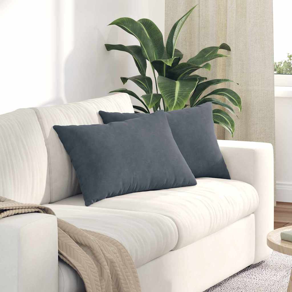 Coussins de canapé 2 pièces gris foncé 60 x 40 cm tissu côtelé