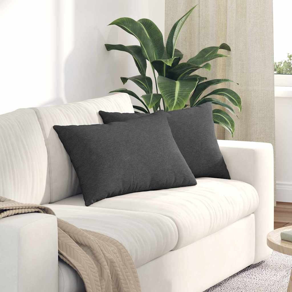 Sofa Cushions 2 Pieces Dark Grey 60 x 40 cm Cord Fabric