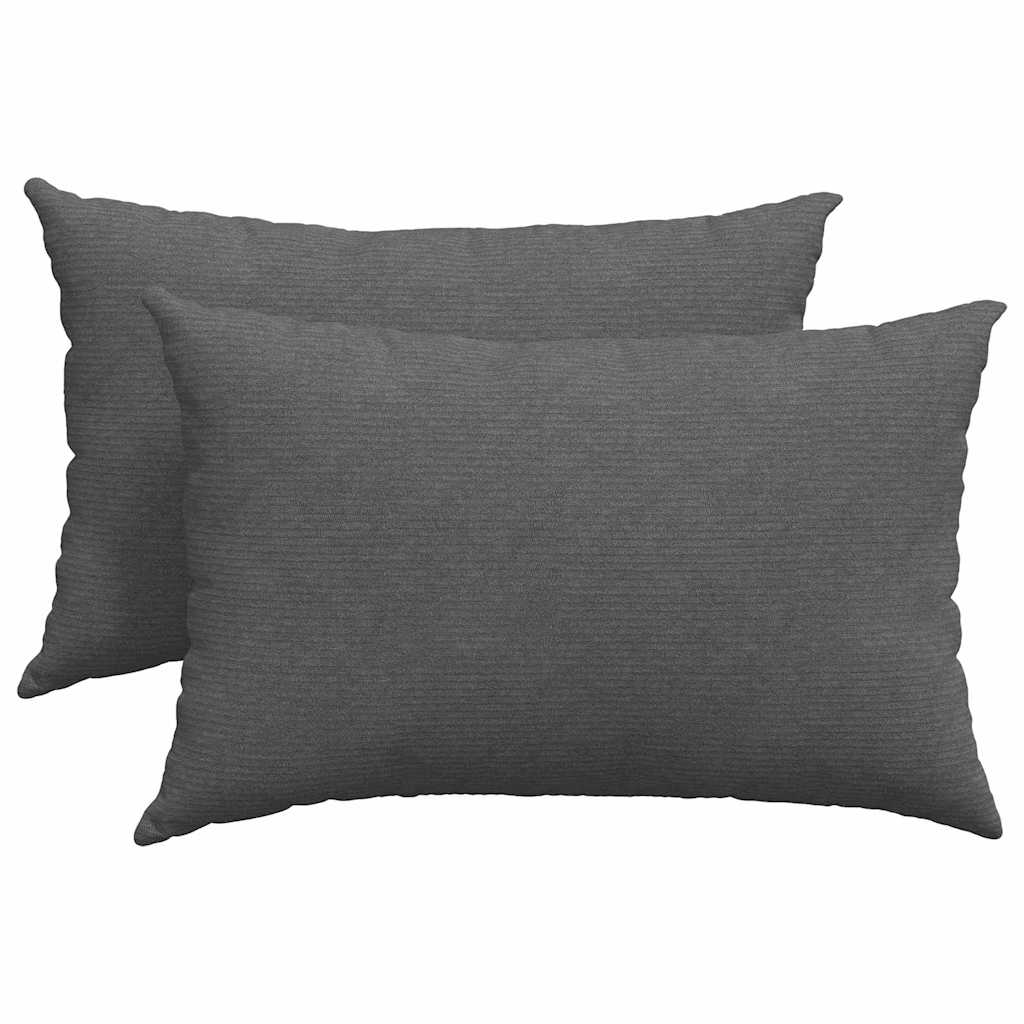 Sofa Cushions 2 Pieces Dark Grey 60 x 40 cm Cord Fabric