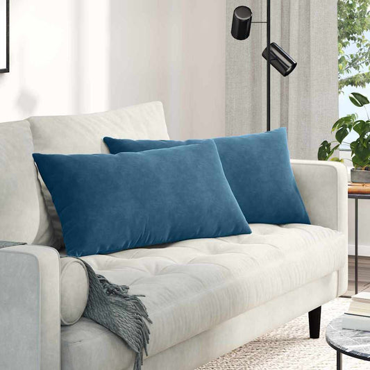 Sofakissen 2 Stück Blau 80 x 40 cm Cordstoff