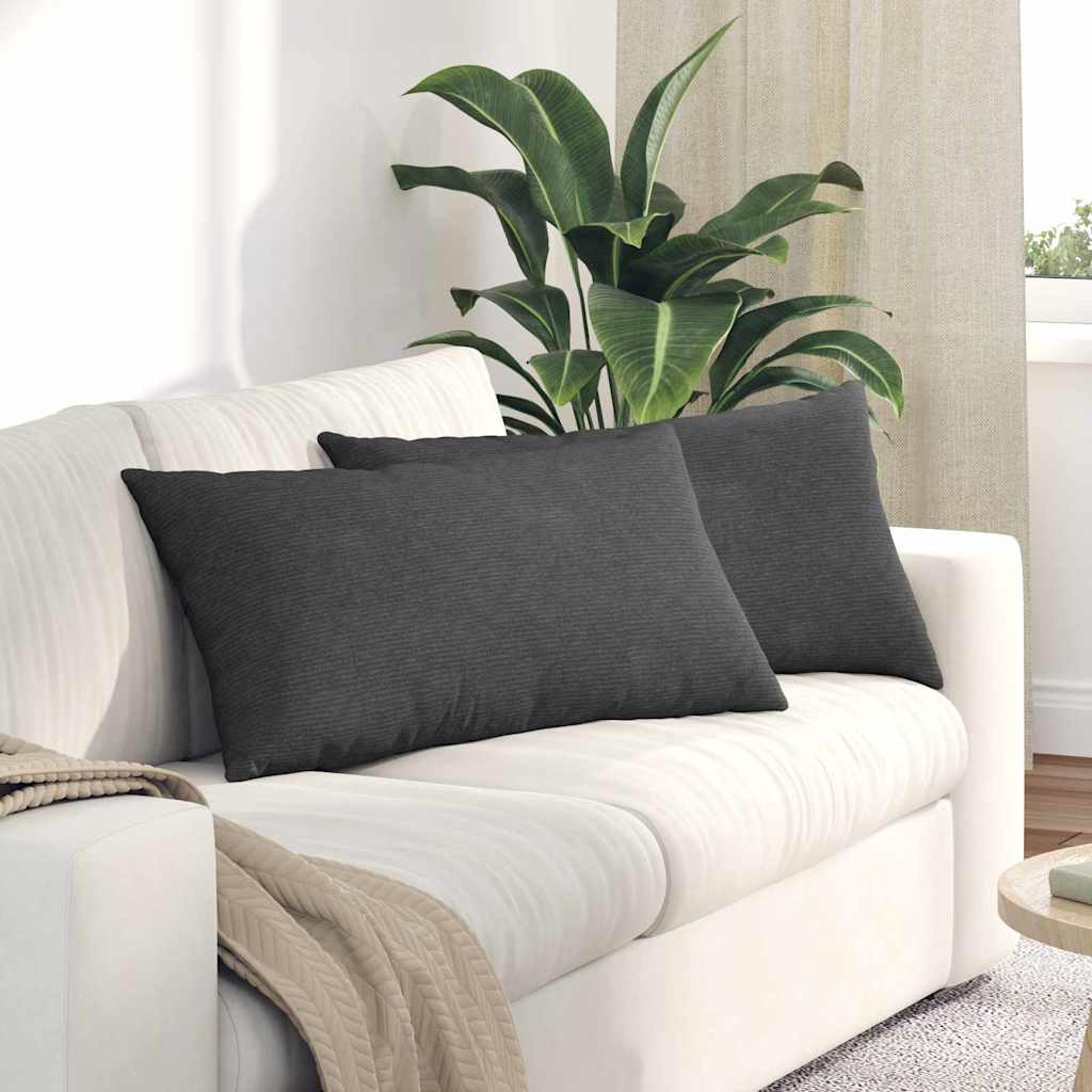Coussins de canapé 2 pièces gris foncé 80 x 40 cm en velours côtelé