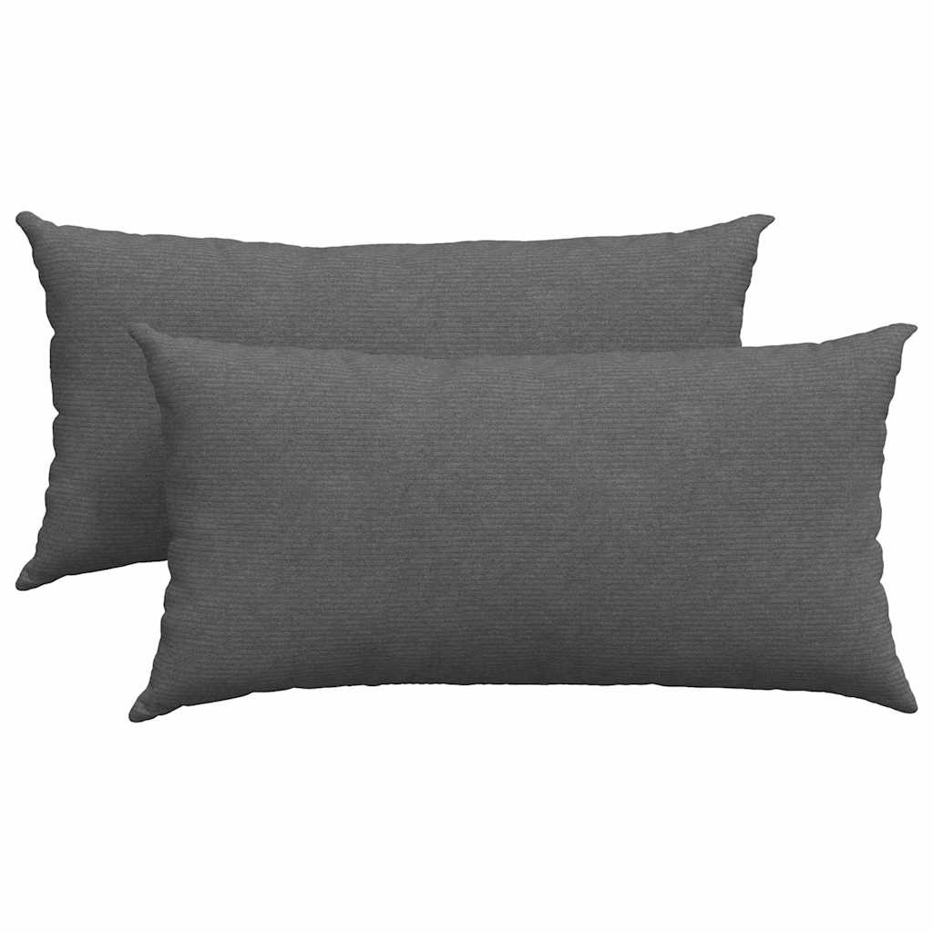 Coussins de canapé 2 pièces gris foncé 80 x 40 cm en velours côtelé
