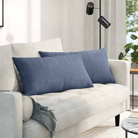 Sofakissen 2 Stück Blau 80 x 40 cm Cordstoff