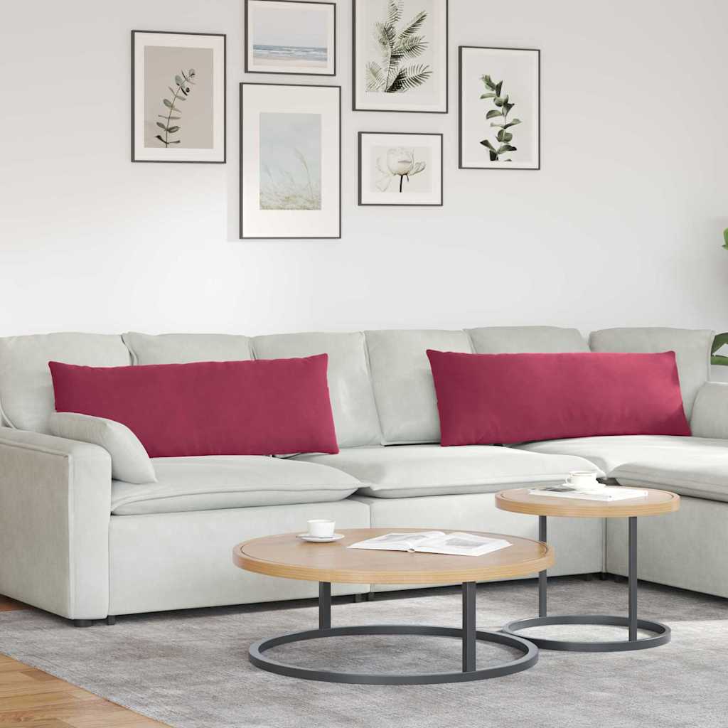 Coussins de canapé 2 pièces rouge bordeaux 120 x 40 cm tissu côtelé