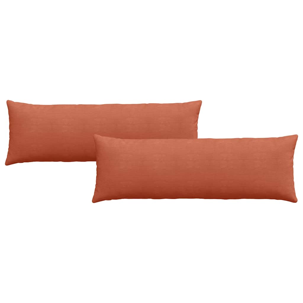 Coussins de canapé 2 pièces rouge-orange 120 x 40 cm, velours côtelé