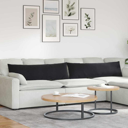 Sofakissen 2 Stück Schwarz 145 x 40 cm Cordstoff