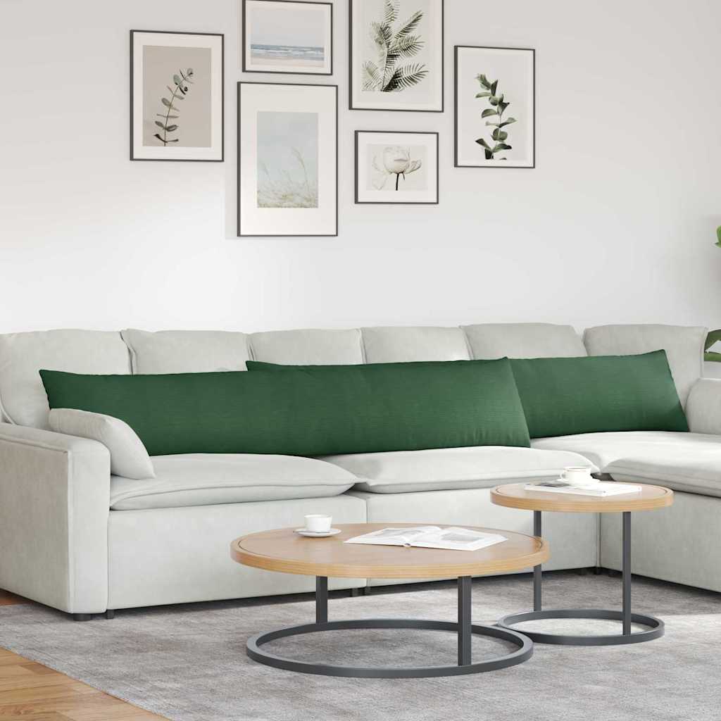 Coussins de canapé 2 pièces vert foncé 200 x 40 cm tissu côtelé