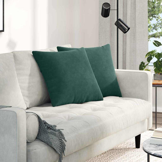Coussins de canapé 2 pièces vert foncé 50 x 50 cm velours côtelé