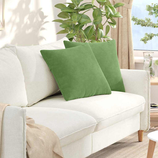 Coussins de canapé 2 pièces Vert clair 50 x 50 cm Velours côtelé