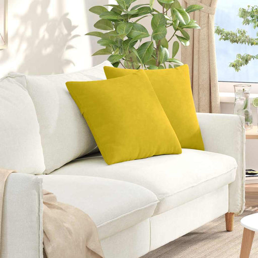 Coussins de canapé 2 pièces Jaune 50 x 50 cm Velours côtelé