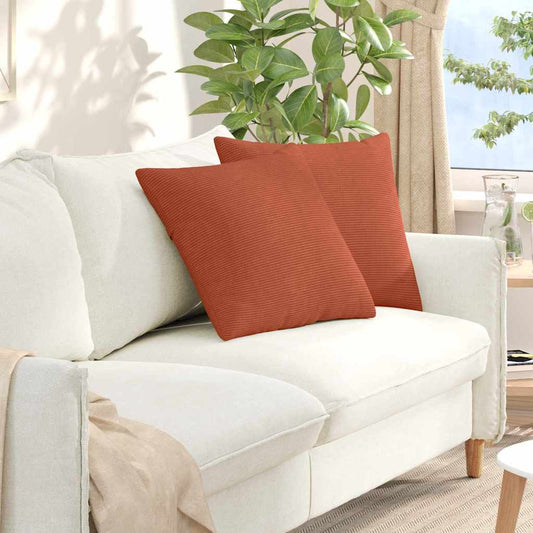 Coussins de canapé 2 pièces rouge-orange 50 x 50 cm en velours côtelé