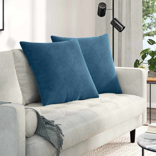 Coussins de canapé 2 pièces Bleu 60 x 60 cm Velours côtelé