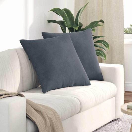 Coussins de canapé 2 pièces gris foncé 60 x 60 cm en velours côtelé