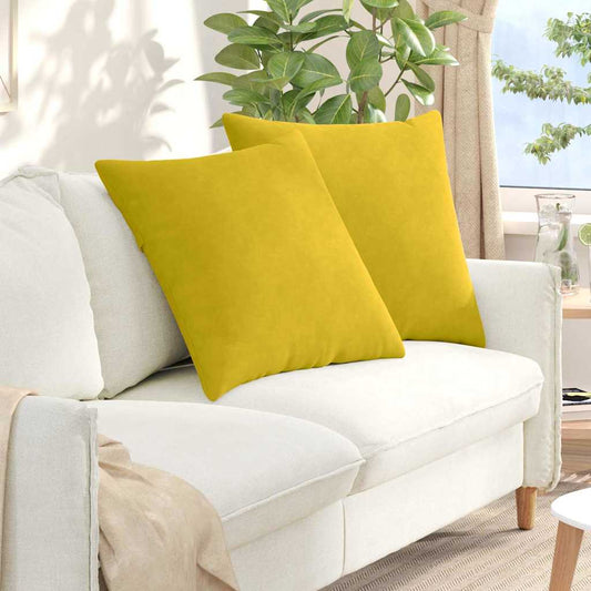 Coussins de canapé 2 pièces jaune 60 x 60 cm velours côtelé