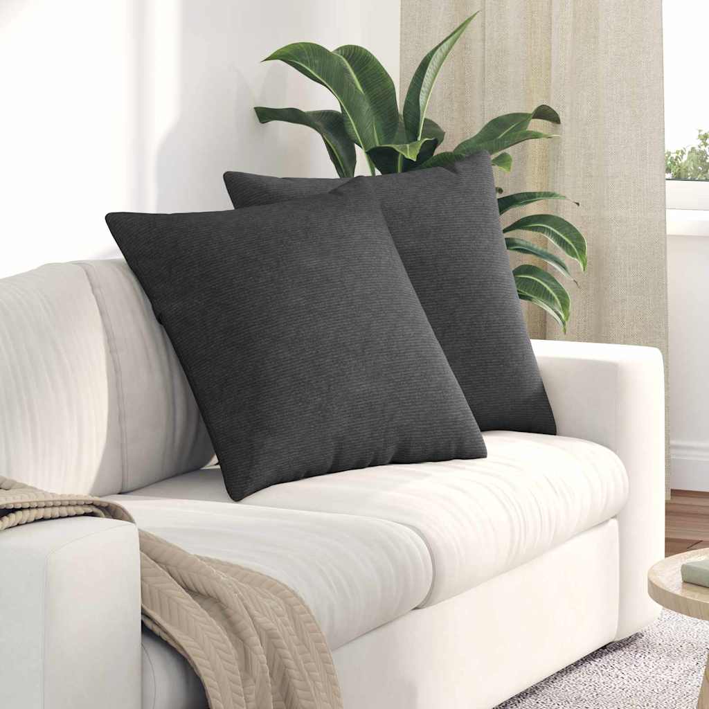 Coussins de canapé 2 pièces gris foncé 80 x 80 cm velours côtelé