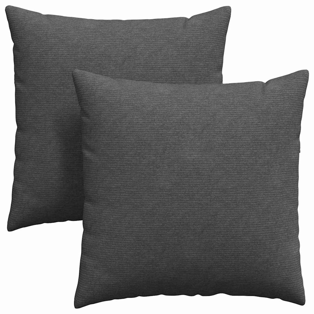 Coussins de canapé 2 pièces gris foncé 80 x 80 cm velours côtelé