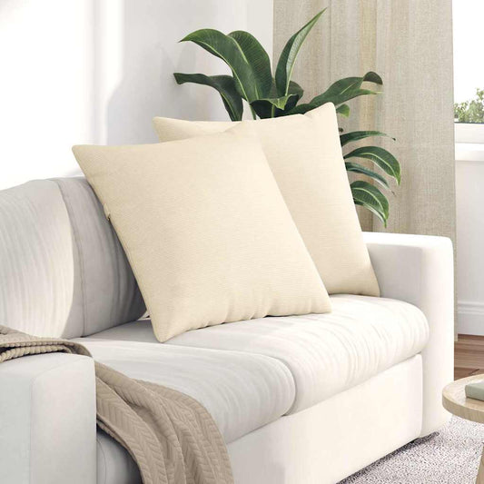 Sofakissen 2 Stück Creme 80 x 80 cm Cordstoff