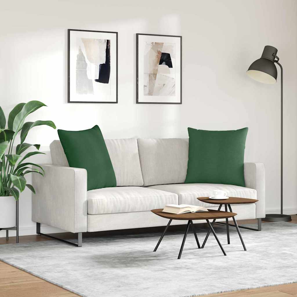 Coussins de canapé 2 pièces vert foncé 80 x 80 cm velours côtelé